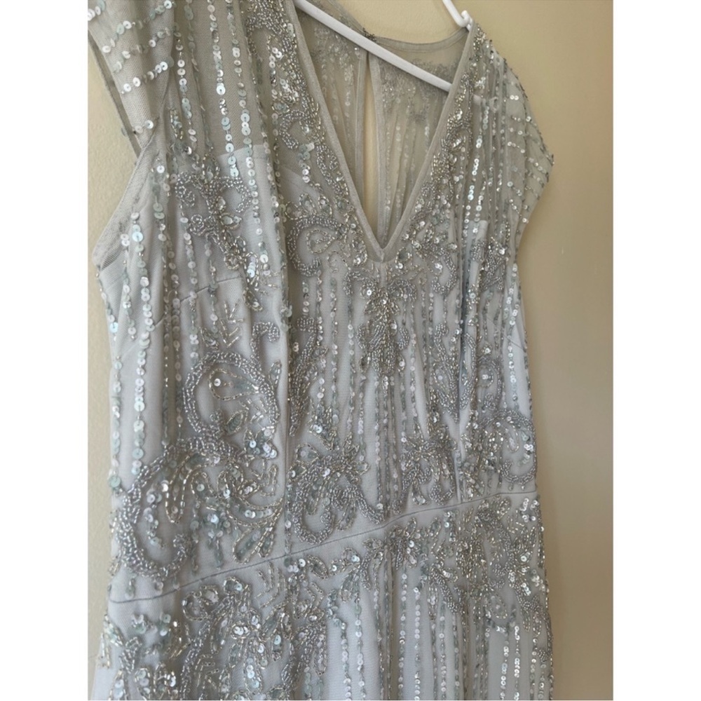 BHLDN Calais Beaded Column Gown In
Morning Mist Blue Size 4,6 - Picture 9 of 11